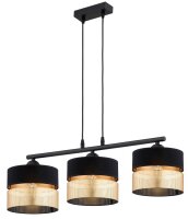 Hängelampe Schwarz Gold 3-flammig E27 L:70 cm Modern
