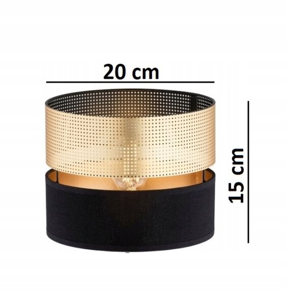 Tischlampe Schwarz Gold E27 H:38 cm Modern wohnlich