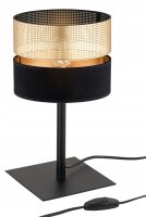 Tischlampe Schwarz Gold E27 H:38 cm Modern wohnlich