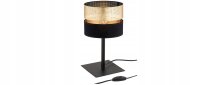 Tischlampe Schwarz Gold E27 H:38 cm Modern wohnlich