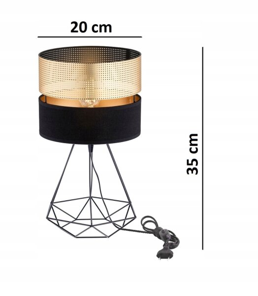 Tischleuchte Draht Schwarz Gold Metall E27 38 cm Modern