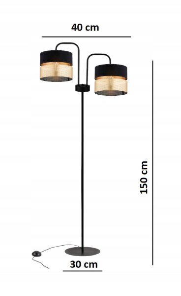 Stehleuchte 2-flammig Schwarz Gold E27 150 cm Metall