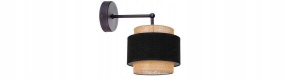 Wandlampe Stoff Schwarz Beige E27 L:25 cm blendarm