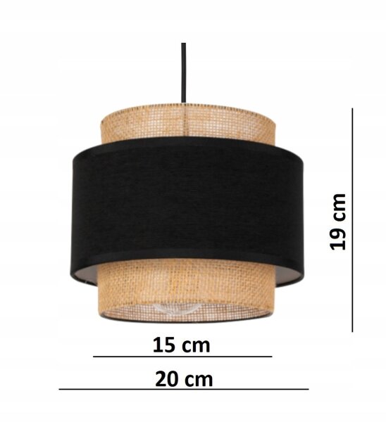 Wandlampe Stoff Schwarz Beige E27 L:25 cm blendarm