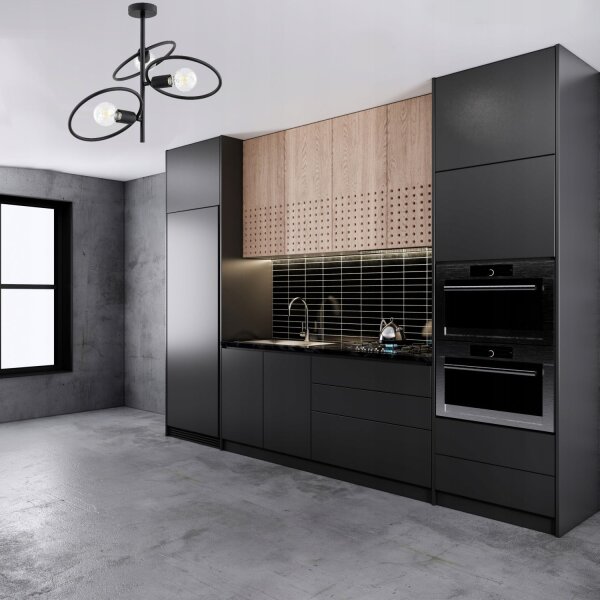 Deckenleuchte Schwarz Metall E27 B:40 cm Ringe Modern
