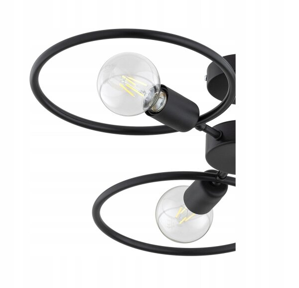 Deckenlampe 4-flammig Schwarz Metall E27 B:60 cm Modern