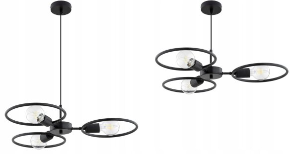 Pendelleuchte 3-flammig Schwarz E27 B:60 cm Modern