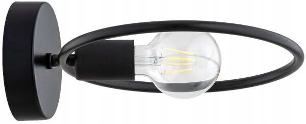 Wandleuchte Metall Schwarz Ring E27 B:26 cm Modern
