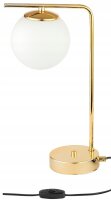 Tischleuchte Kugel Glas Weiß Gold E27 H:38 cm blendarm