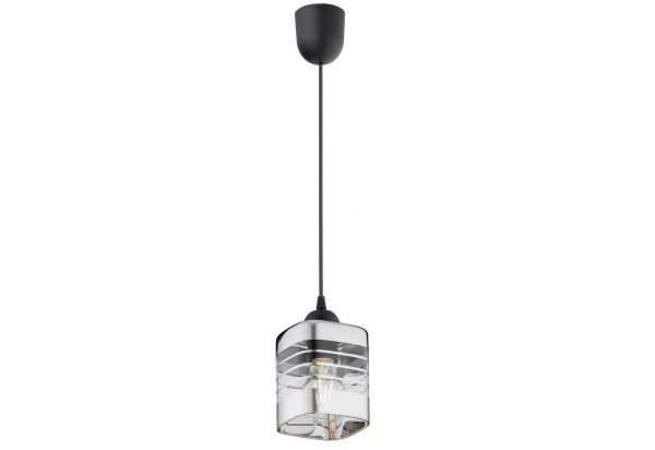 Pendelleuchte Glas Schwarz Silber E27 B:10 cm edel