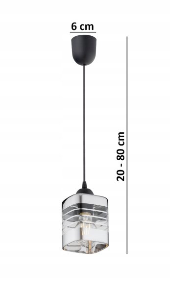 Pendelleuchte Glas Schwarz Silber E27 B:10 cm edel
