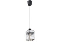 Pendelleuchte Glas Schwarz Silber E27 B:10 cm edel