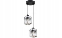 Pendelleuchte 2-flammig Glas Metall Silber E27 L:12 cm