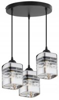 Pendelleuchte 3-flammig Glas Silber E27 L:30 cm rund
