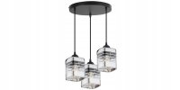 Pendelleuchte 3-flammig Glas Silber E27 L:30 cm rund