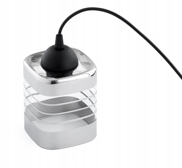 Pendelleuchte 4-flammig Glas Silber E27 L:30 cm Metall