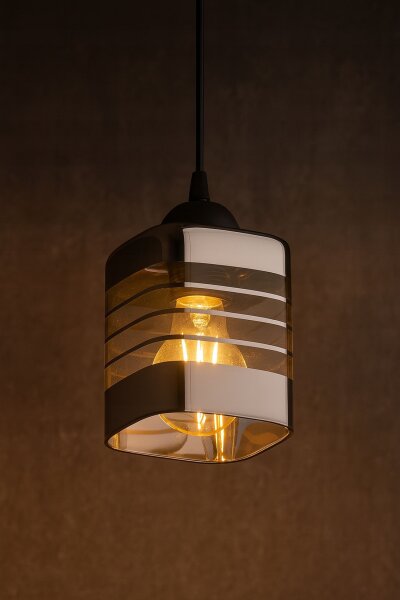 Pendelleuchte 4-flammig Glas Silber E27 L:30 cm Metall