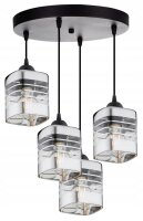 Pendelleuchte 4-flammig Glas Silber E27 L:30 cm Metall