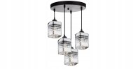 Pendelleuchte 4-flammig Glas Silber E27 L:30 cm Metall