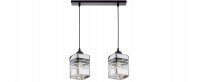 Pendelleuchte 2-flammig Glas Metall Silber E27 L:40 cm