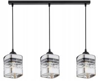 Pendelleuchte 3-flammig Metall Glas Silber E27 L:60 cm