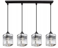 Pendelleuchte 4-flammig Glas Metall Silber E27 L:60 cm