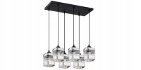Pendelleuchte 6-flammig Metall Glas Silber E27 L:60 cm
