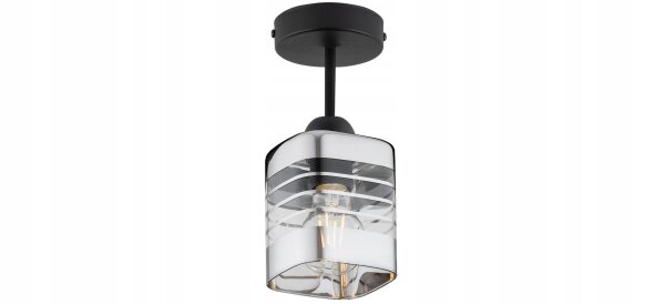 Deckenleuchte Glas Metall Schwarz Silber E27 B:10 cm