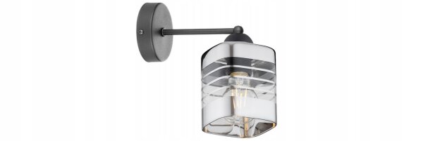 Wandleuchte mit Arm Glas Silber Metall E27 H:22 cm