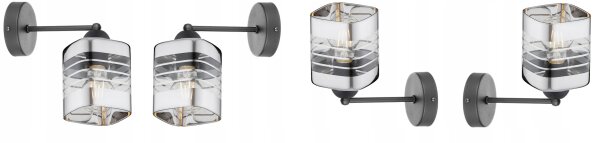 Wandleuchte mit Arm Glas Silber Metall E27 H:22 cm
