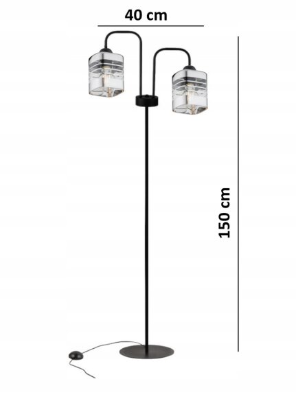 Stehleuchte 2-flammig Glas Silber E27 150 cm Modern