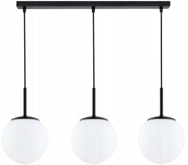 Pendelleuchte blendarm Glas Metall Schwarz E27 L:60 cm