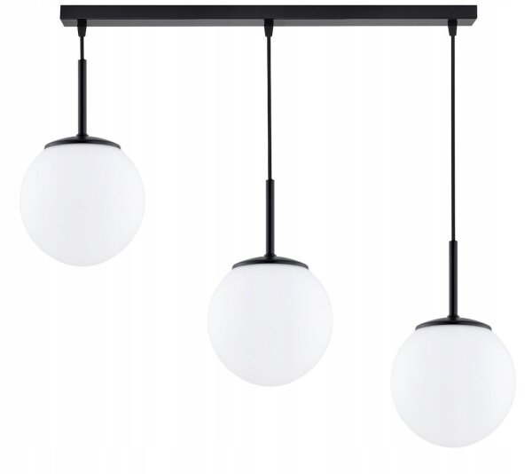 Pendelleuchte blendarm Glas Metall Schwarz E27 L:60 cm