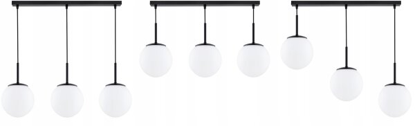Pendelleuchte blendarm Glas Metall Schwarz E27 L:60 cm
