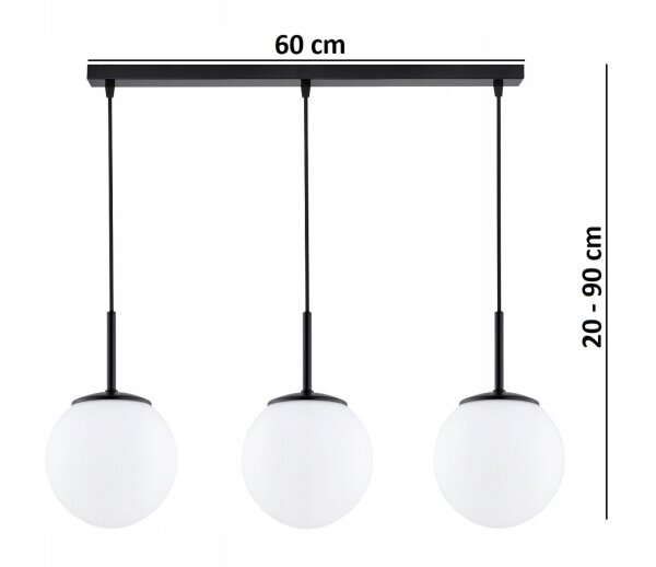 Pendelleuchte blendarm Glas Metall Schwarz E27 L:60 cm
