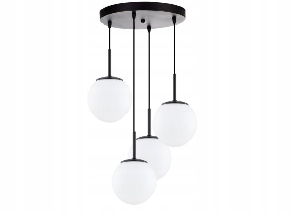Pendelleuchte 4-flammig Glas Schwarz E27 B:30 cm Modern