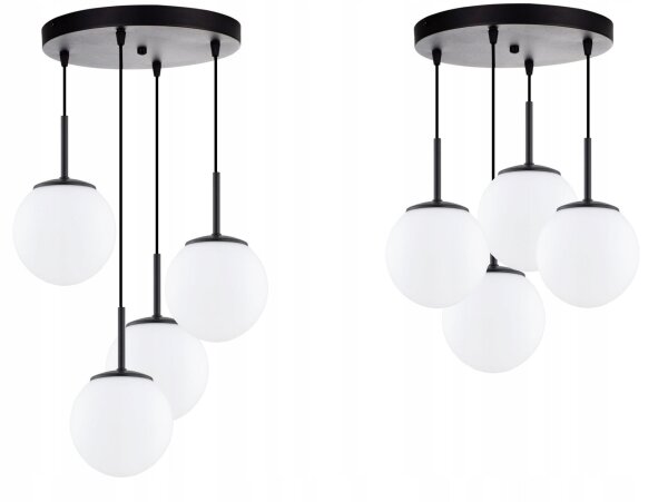 Pendelleuchte 4-flammig Glas Schwarz E27 B:30 cm Modern
