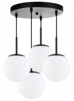 Pendelleuchte 4-flammig Glas Schwarz E27 B:30 cm Modern