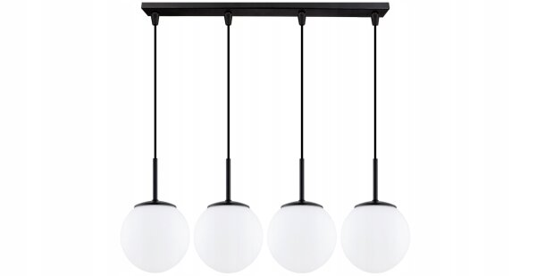 Pendelleuchte Glas Metall Schwarz 4-flammig E27 L:60 cm