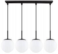 Pendelleuchte Glas Metall Schwarz 4-flammig E27 L:60 cm