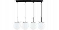 Pendelleuchte Glas Metall Schwarz 4-flammig E27 L:60 cm