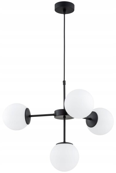 Pendelleuchte 4-flammig Metall Glas Schwarz E27 B:60 cm