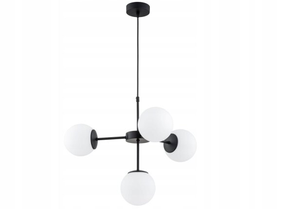 Pendelleuchte 4-flammig Metall Glas Schwarz E27 B:60 cm