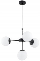 Pendelleuchte 4-flammig Metall Glas Schwarz E27 B:60 cm