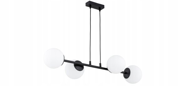 Pendelleuchte 4-flammig Schwarz Glas E27 L:60 cm Modern