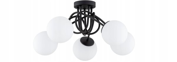 Deckenleuchte 5-flammig Glas Schwarz E27 B:40 cm Modern
