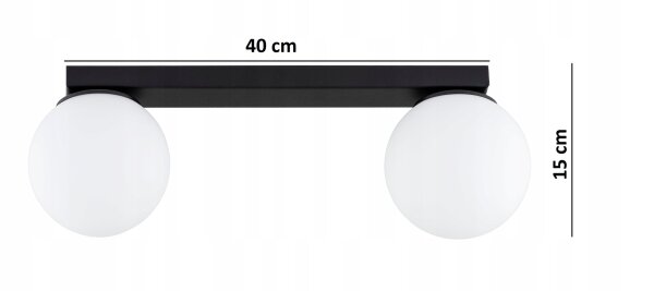 Deckenleuchte 2-flammig Glas Metall E27 L:40 cm Modern
