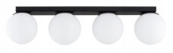 Deckenleuchte 4-flammig Glas Schwarz E27 L:60 cm Modern