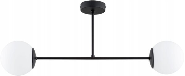 Deckenleuchte 2-flammig Glas Schwarz E27 L:70 cm Modern