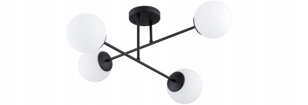 Deckenleuchte 4-flammig Glas Schwarz E27 70 cm blendarm